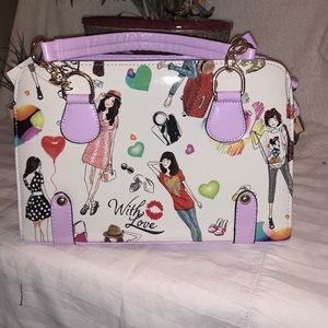 Whimsical faux patent leather handbag